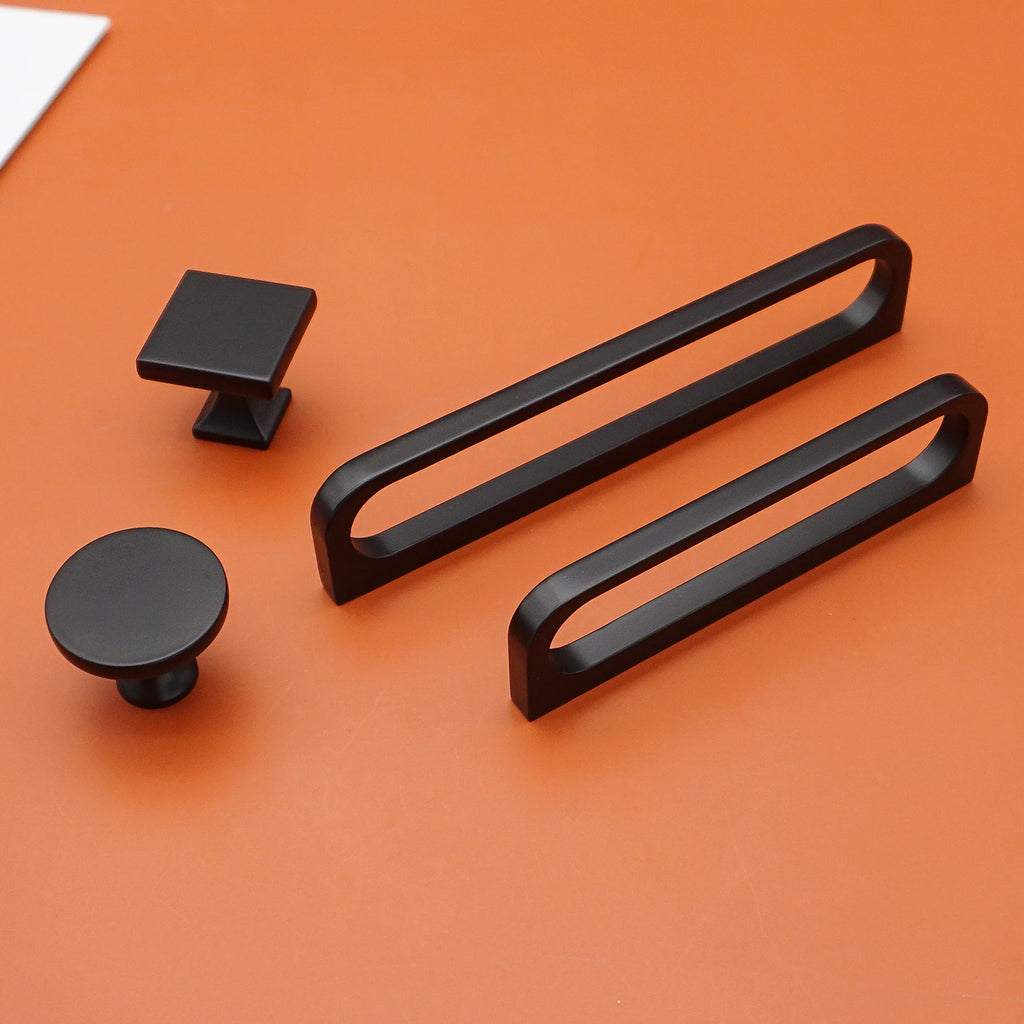 320mm Longer Alloy Furniture Handles Black Kitchen Cabinet Handle Hardware Round Square Single Hole Door Knobs Wardrobe Pulls