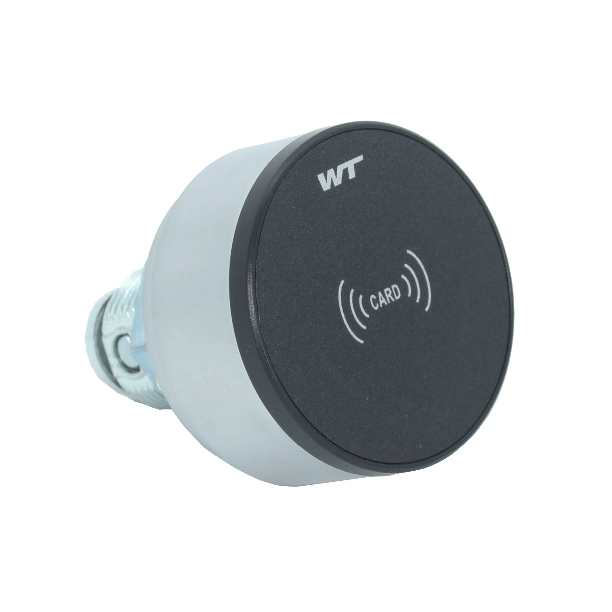 Smart Mini 13.56MHz RFID IC Card Sensing Cabinet Drawer Lock with black panel and metallic body.