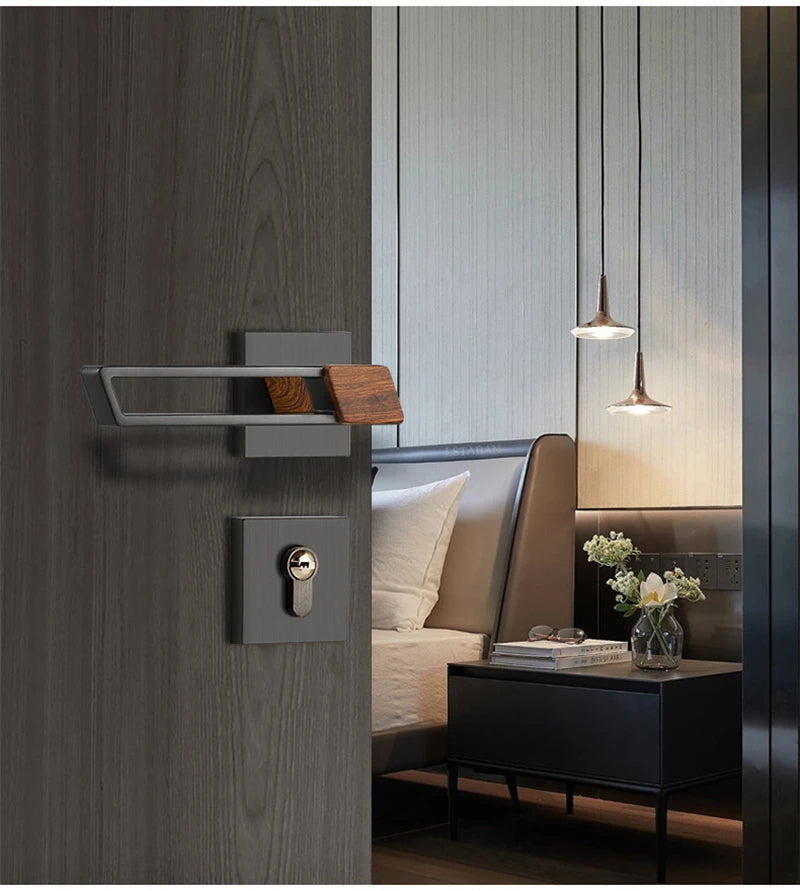Interior Zinc Alloy Silent Anti-theft Door Lock Security Mute Door Handle Split Locks Home Renovation Hardware Accessories