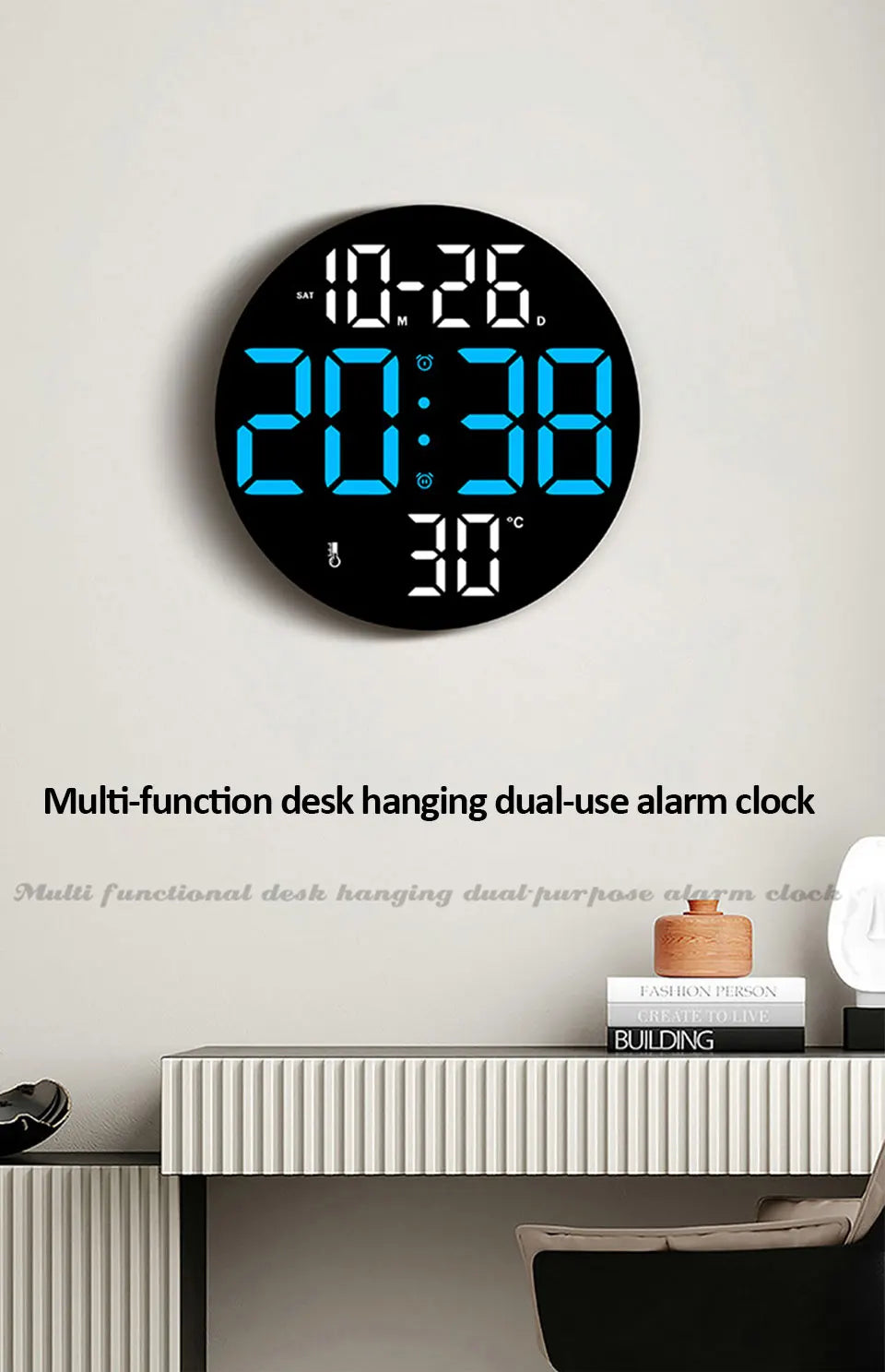 Buy LED Wall Clock with Dual Alarms - Only $57.48 | Free Shipping
