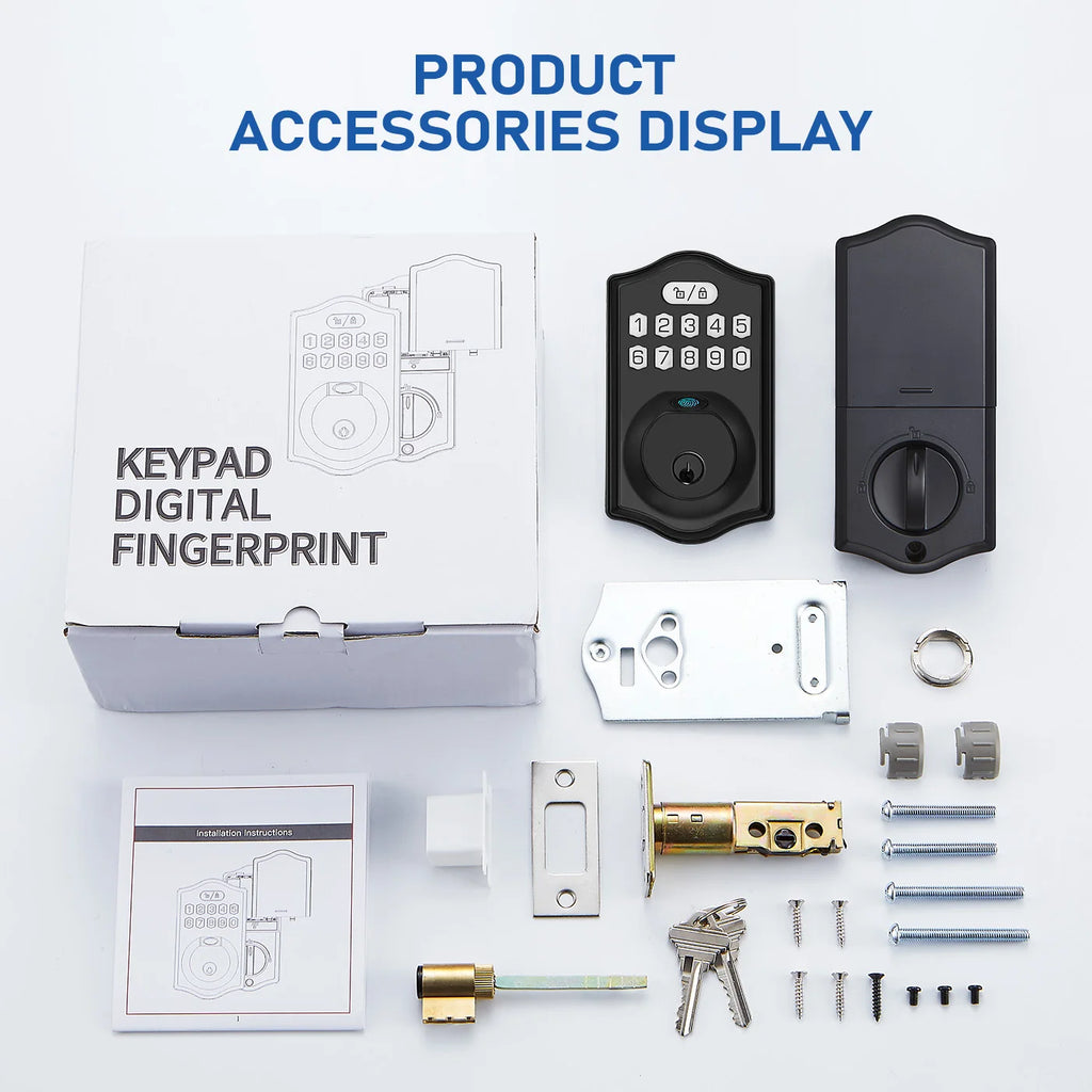 Fingerprint Door Lock Smart Deadbolt Lock Keyless Entry Door Lock Electronic Keypad Lock Easy to Install Ideal for Entry