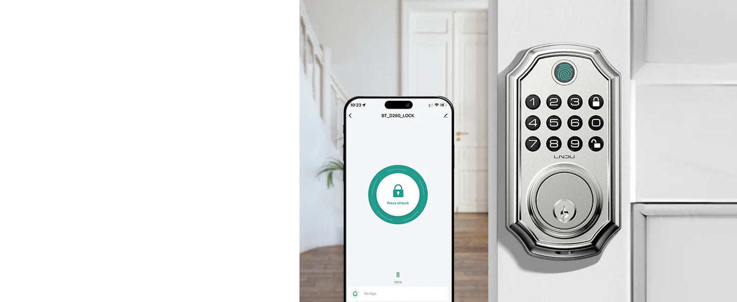 LNDU Smart Door Lock D280L Fingerprint Lock&Keypad Combination Lock All-in-One Intelligent Door Lock Waterproof Door Locks