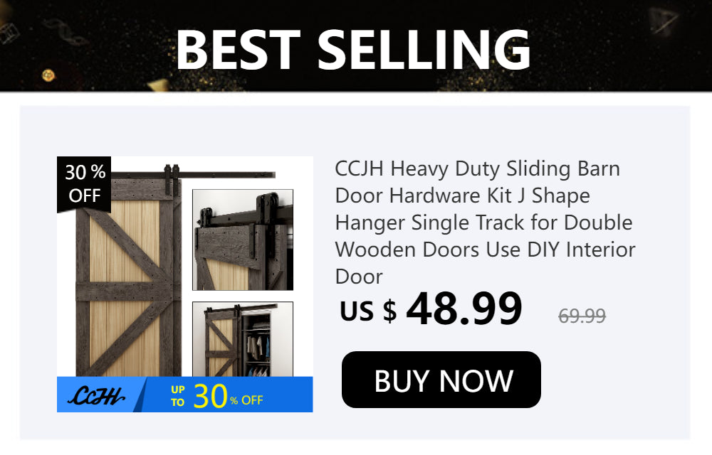 CCJH Bypass Barn Door Slides Hardware Kit Sliding Door Hanging Rail System T Shaped Roller Track for Double Door Save Space