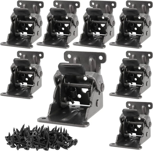8Pcs Table Legs Foldable Hinges Folding Locking Hinge Lock Extension Support Bracket with Screws for Table Bed Leg Feet