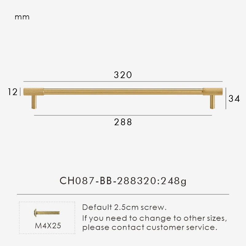 Nurlin Solid Brass Knurled Cabinet Knobs Wardrobe Handle T-bar Antique Bronze Gold Black Handle Available In Multiple Sizes