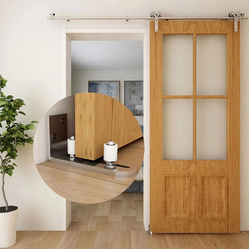 Stainless Steel Swing Stop Anti-shaking Door Stop Barn Door Double Pulley Lifting Rail Push Pull Accessories Ground Guide Hardwa