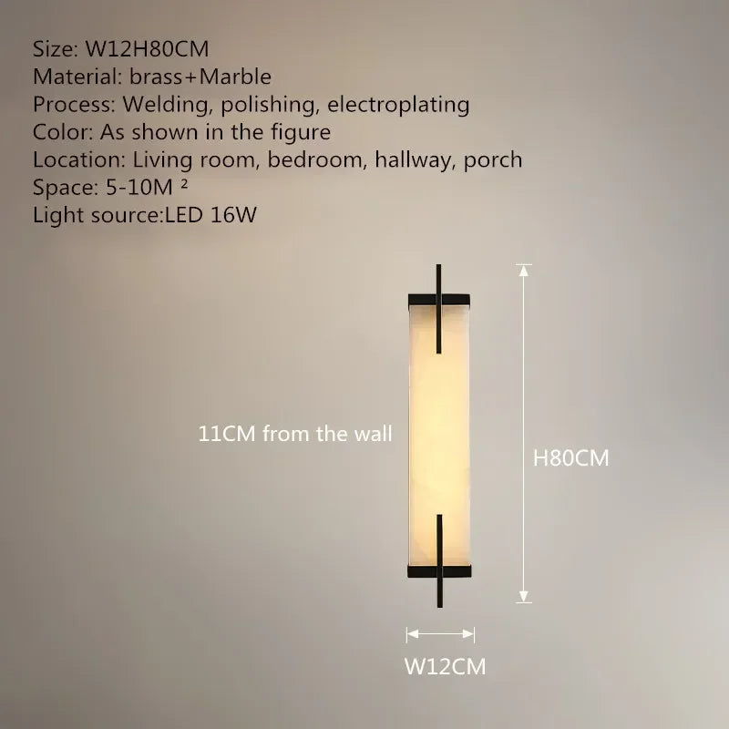 OUTELA Brass Wall Light LED Modern Luxury Marble Sconces Fixture Indoor Decor for Home Bedroom Living Room Corridor