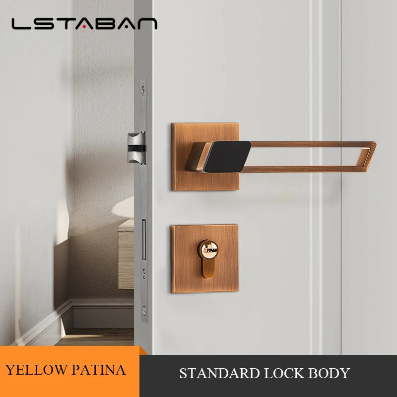 Interior Zinc Alloy Silent Anti-theft Door Lock Security Mute Door Handle Split Locks Home Renovation Hardware Accessories