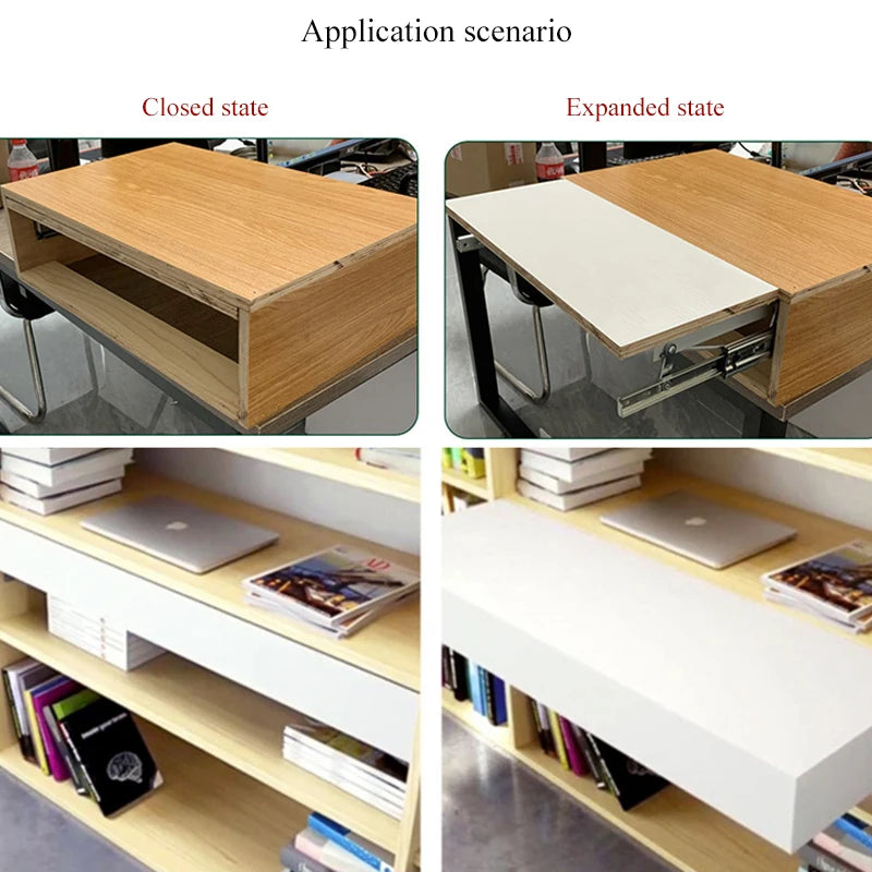 Heavy Pull Out Pop Up Slide Rail Supporting Bracket Furniture Table Top Conceal Folding Leaf Extension Slide Rail