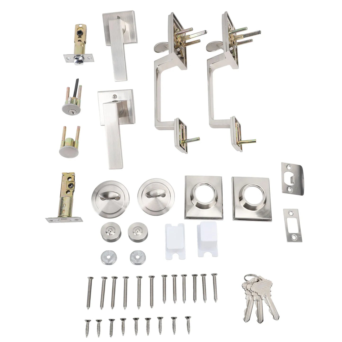 Door Handle Set Handle Set Double Door Handle Set Hole Spacing Adjustable Heavy Duty Modern  Double Front Door Handle Set