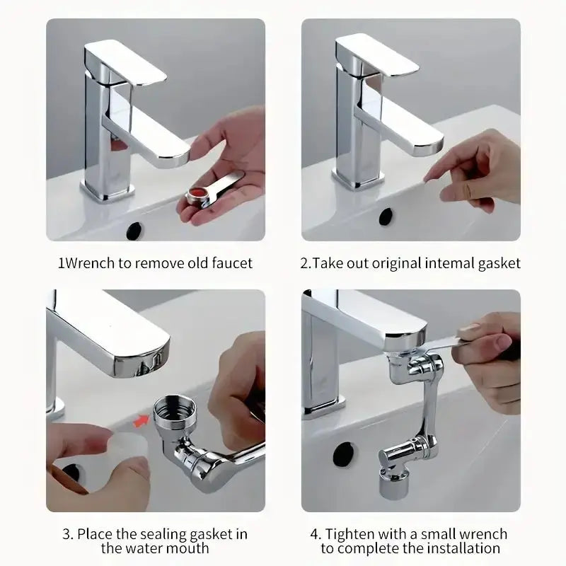 1-2pcs Faucet Extender, Alloy Robotic Arm,1080° Rotating Universal Faucet Extension, Swivel Faucet For Bathroom Sink