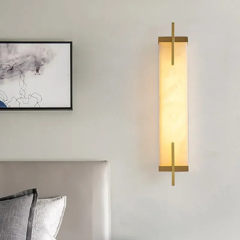 OUTELA Brass Wall Light LED Modern Luxury Marble Sconces Fixture Indoor Decor for Home Bedroom Living Room Corridor