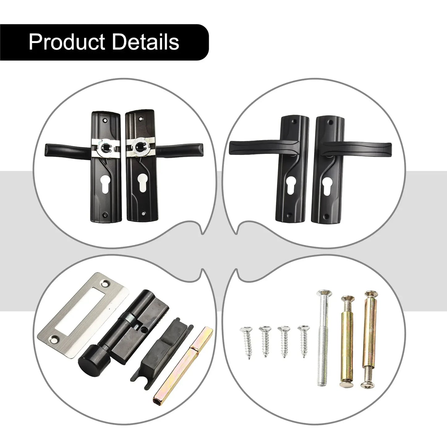 Elegant Appearance For Bedrooms Door Handle Lock Black Door Knob Easy To Install Effortless Locking High-Quality Material