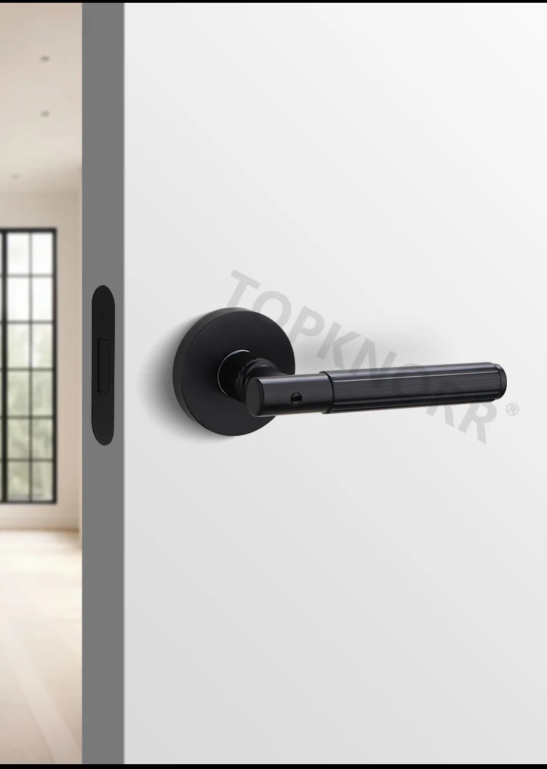 Bedroom Black Door Lock Magnetic Mute Lock Indoor Wooden Door Lock Bathroom Household Simple Door Handle Locks Handles Interior
