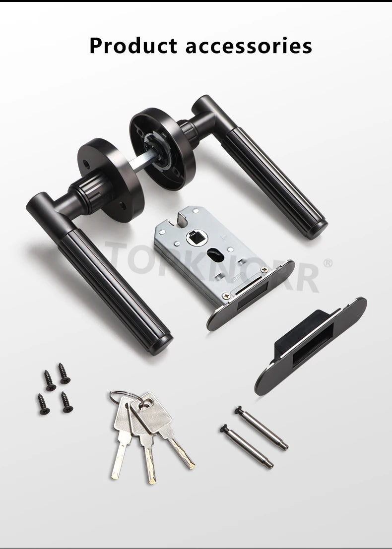 Bedroom Black Door Lock Magnetic Mute Lock Indoor Wooden Door Lock Bathroom Household Simple Door Handle Locks Handles Interior