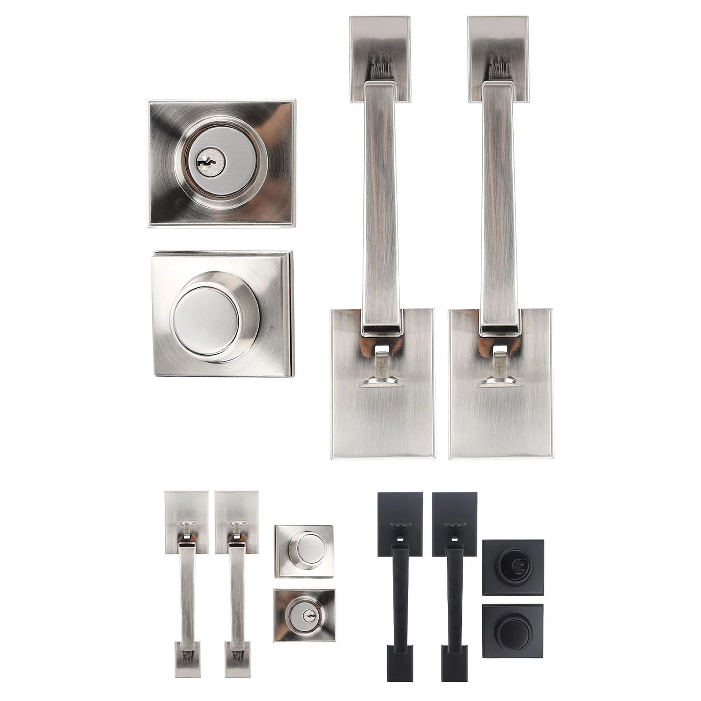 Door Handle Set Handle Set Double Door Handle Set Hole Spacing Adjustable Heavy Duty Modern  Double Front Door Handle Set