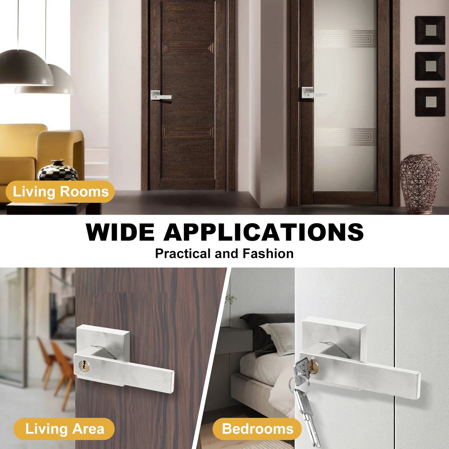 Door Lever Handle | Heavy Duty Door Lever Lock | 12 Pieces Anti-Theft Handlesets, Entrance Handle for Bedroom Closet