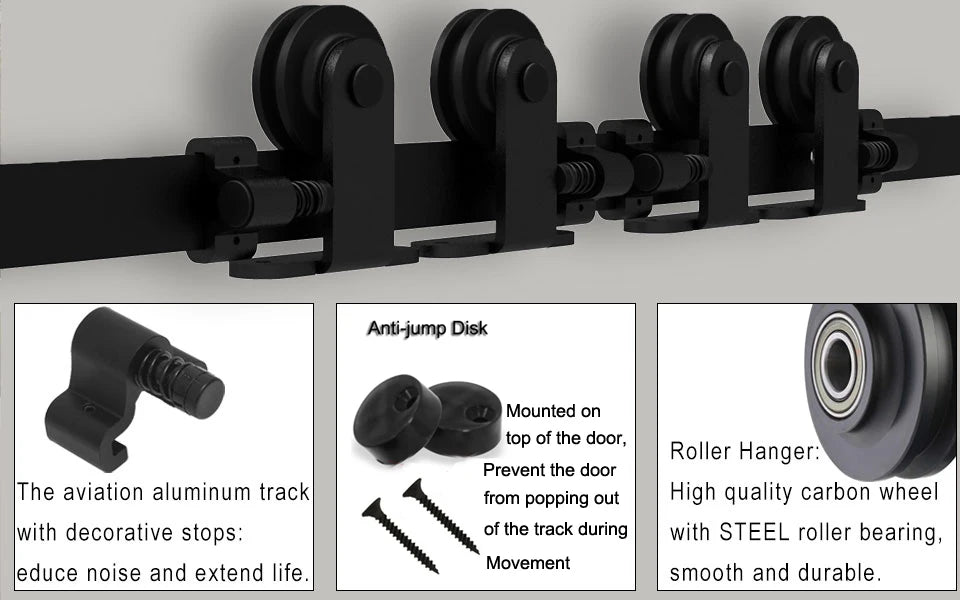 CCJH 4-10Foot  Sliding Barn Wood Door Closet Hardware Track Kit Track System Unit for Double Door