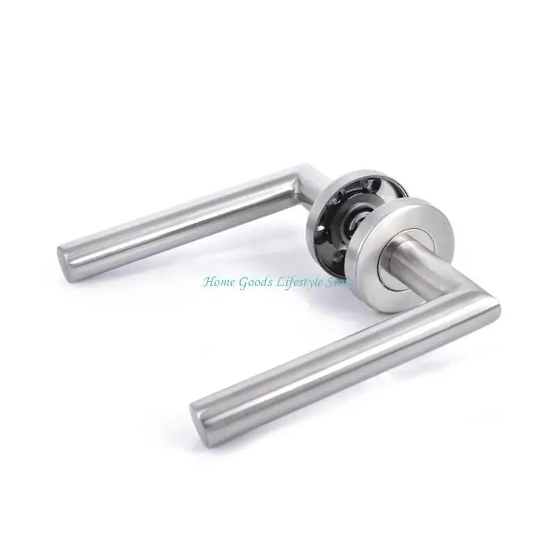 Premium zinc alloy door handle set with brushed metal finish and ergonomic design on a white background.