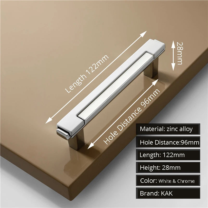 Cabinet handle with measurements and specifications on a brown background